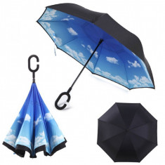 Umbrela de ploaie reversibila 100cm Imprimeu Interior Nori UM001 foto