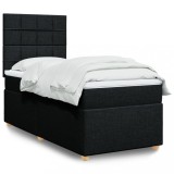 VidaXL Pat box spring cu saltea, negru, 80x200 cm, textil