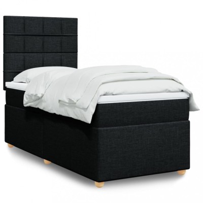 vidaXL Pat box spring cu saltea, negru, 90x190 cm, textil 3291137 foto