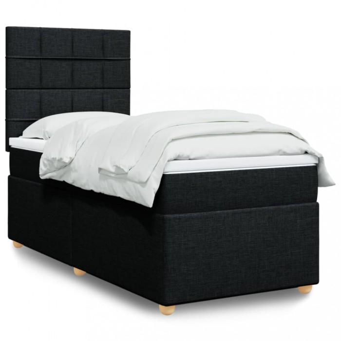 vidaXL Pat box spring cu saltea, negru, 90x190 cm, textil 3291137