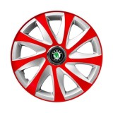 Set 4 capace roti 14 inchi R14 Drift Rosu-Gri, Compatibil cu Skoda