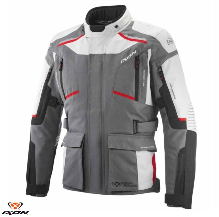 Geaca (jacheta) barbati pentru scuter - motocicleta Touring/Adventure Ixon All season model Midgard MS culoare: gri/negru/rosu Gri/negru/rosu XL