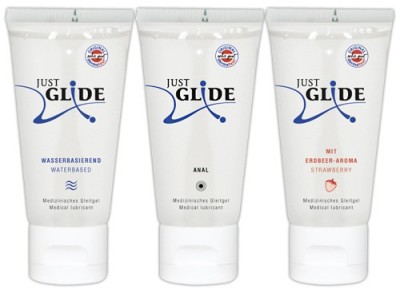 Set Lubrifianti Just Glide - Pe Baza De Apa + Anal + Aroma Capsune, 3 x 50 ml foto