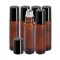 Set 5 sticle reutilizabile de culoarea chihlimbarului cu roll-on metalic și capac negru 10 ml