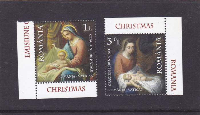 CRACIUN ROMANIA-VATICAN,2010,SERIE CU MARGINE,MNH ** ROMANIA.