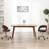 vidaXL Scaun de bucătărie pivotant negru lemn curbat &amp; piele ecologică