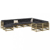 vidaXL Set canapea de grădină, 10 piese, lemn de pin tratat 3299639