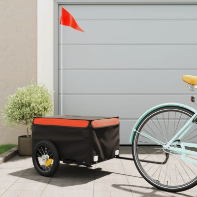 vidaXL Remorcă pentru biciclete negru/portocaliu, 30 kg, fier 94075 foto