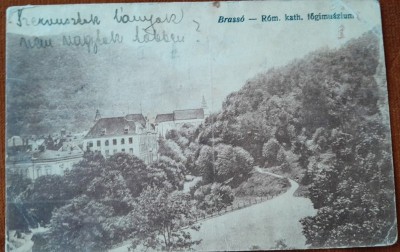 Carte postala, Brasov, Gimnaziu romano catolic, 1922 foto