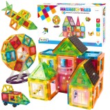 Set de Constructie, Magnetic Tiles 3D, 70 Piese colorate, Jucarie Creativa si Educationala STEM VisionHub&reg;, multiple forme de constructie, Dezvoltarea