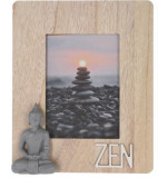 Rama foto Buddha, 28x3.5x23 cm, lemn, natur/gri, Excellent Houseware