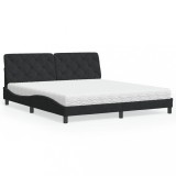 Cumpara ieftin Pat cu saltea, negru, 180x200 cm, catifea