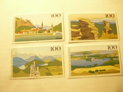 Serie RFG 1994 Pictura - Peisaje si Castele Germania, 4 valori foto
