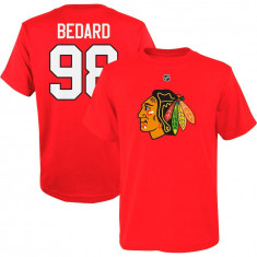 Chicago Blackhawks tricou de copii Connor Bedard #98 Player Name &amp; Number Red - Dětské S (6 - 9 let)