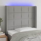 Cumpara ieftin Tăblie de pat cu LED, gri deschis, 103x16x118/128 cm, textil