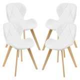 Set 4 bucati scaune de bucatarie Almhult 81 x 57 x 49 cm imitatie piele lemn de fag alb [en.casa] HausGarden Leisure, [en.casa]