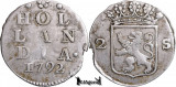 1792, 2 Stuivers - Provincia Olandei (Republica Olandeză), Europa, Argint
