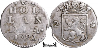 1792, 2 Stuivers - Provincia Olandei (Republica Olandeză) foto