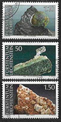 B1067 - Lichtenstein 1989 - Minerale 3v. stampilat,serie completa foto