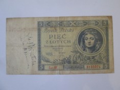 Rara! Polonia 5 ZlotI/Zlotych 1930,bancnota din imagini la cel mai mic pret de pe site