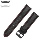 Curea piele compatibila Samsung Galaxy Watch9 44mm/40mm, Samsung Galaxy Watch 8 44mm/40mm, Negru/Rosu