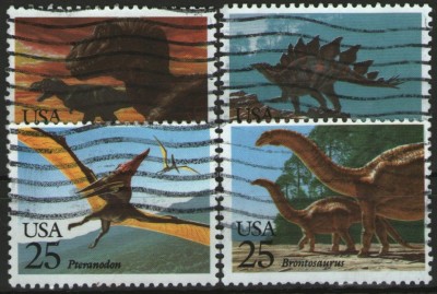Statele Unite 1989 - animale preistorice, serie stampilata foto