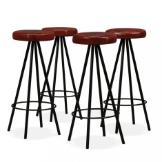 Gossi scaune de bar, 4 buc., piele naturala