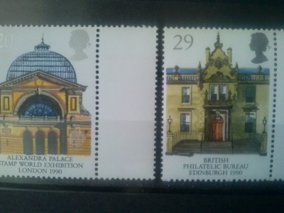 MAREA BRITANIE 1990 EUROPA CEPT ARHITECTURA - CLADIRI POSTALE Serie 2 val MNH** foto