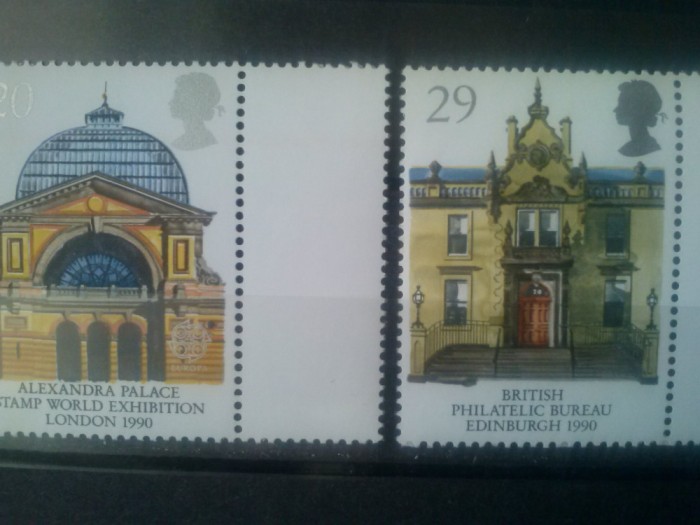 MAREA BRITANIE 1990 EUROPA CEPT ARHITECTURA - CLADIRI POSTALE Serie 2 val MNH**