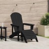 Scaun Adirondack cu suport pentru picioare Negru HDPE