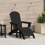 Scaun Adirondack cu suport pentru picioare Negru HDPE