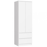 Dulap, placa laminata, 2 sertare, 1 raft, 1 suport umerase, alb, 60x51x180 cm, Pal, Akord Furniture Factory
