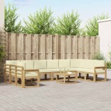 vidaXL Set de canapele de exterior cu pernă 11 pcs Alb și crem 3388314