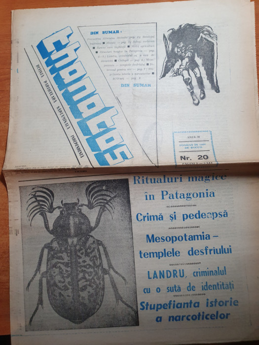 ziarul thanatos nr. 20/1990- articol despre ritualuri magice in patagonia