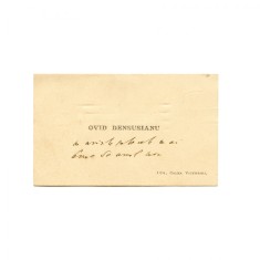 Ovid Densusianu, carte de vizită cu dedicație olografă