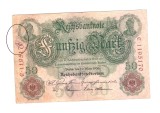 Bancnota Germania 50 mark/marci 10 martie 1906, seria cu 7 cifre, stare buna