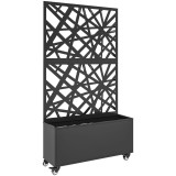Outsunny Jardinieră pentru Grădină cu Roți și Grilaj, Jardinieră pentru Exterior cu Găuri de Drenaj din Metal, pentru Flori și Legume, pentru Grădină