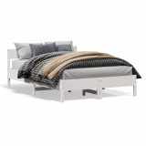 VidaXL Cadru de pat cu tăblie, alb, 140x200 cm, lemn masiv de pin