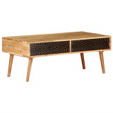 Masuta cafea Gossi lemn masiv acacia 100x50x39 cm, dreptunghiulara, blat lemn, living
