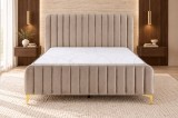 Pat Melinda 180x200 Tapitat Catifea Bej Somiera Inclusa (cod ML2202A-01)
