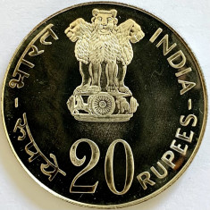 INDIA 20 RUPEES 1973,,PROOFLIKE,,AG.500,,FAO,,30 GRAME,,KM#240 foto