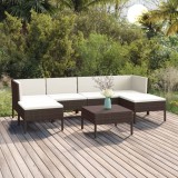 VidaXL Set mobilier de grădină cu perne, 7 piese, maro, poliratan 3094535