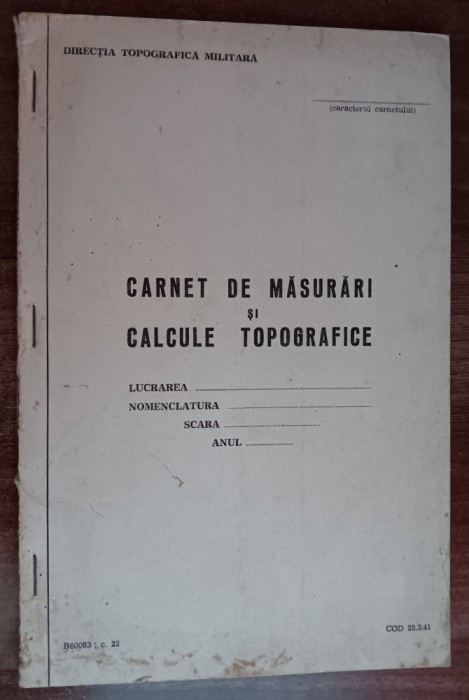 myh 33s - Carnet de masuratori si calcule topografice - piesa de colectie