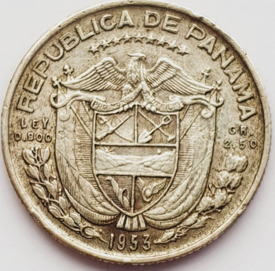 228 Panama 1/10 Balboa 1953 Anniversary of the Republic km 18 argint foto
