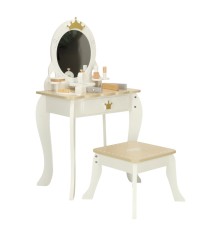 Masuta de toaleta LULILO Bella pentru copii din lemn cu accesorii, alb