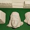 Ruine doua busturi , postament zid și piramida ghips diorama design Grecia