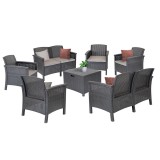 Set mobilier gradina Leziter Venus 8 piese 8 persoane plastic antracit imitatie rattan Italia