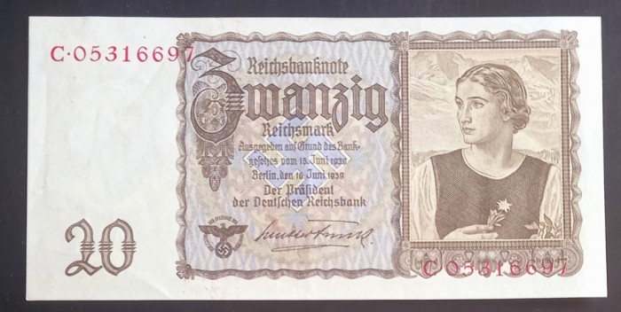 Germania, 20 Reichsmark 1939.