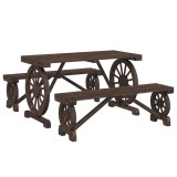 Cumpara ieftin Set mobilier de gradina, 3 piese, lemn masiv de brad