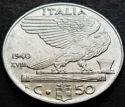 Moneda istorica 50 CENTESIMI - ITALIA FASCISTA, anul 1940 *cod 2332 = excelenta foto